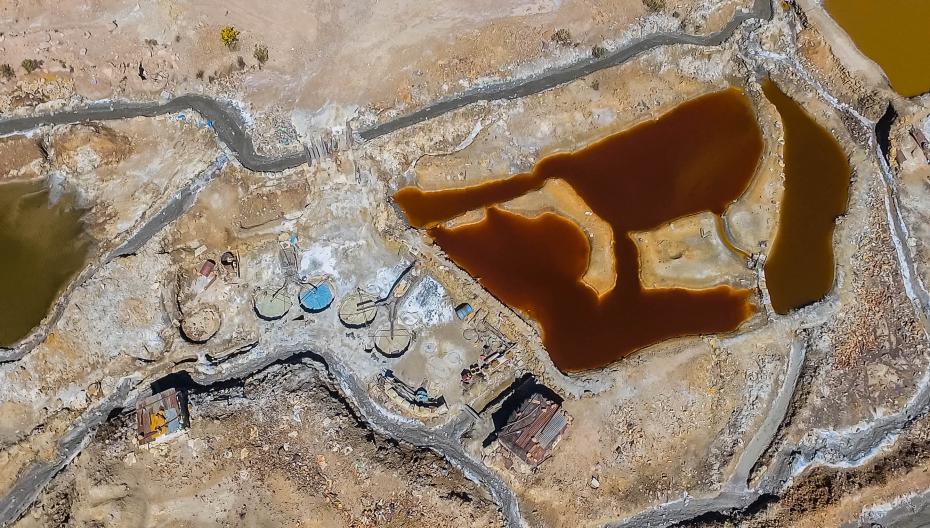 Contaminación por minería en cercanías del lago Poopó, Bolivia