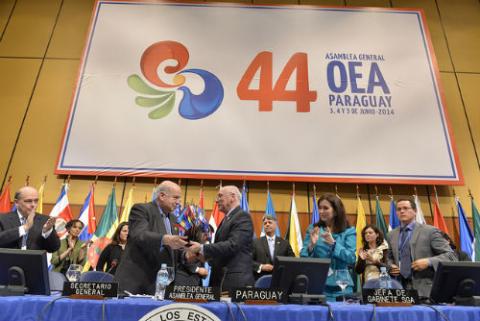 Foto: Clausura de la 44 Asamblea Extraordinaria de la OEA en Paraguay. Crédito: Juan Manuel Herrera/OEA.