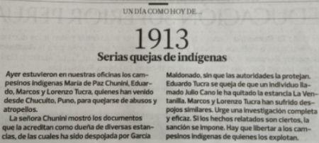 Foto: Un fragmento de la nota publicada en el diario El Comercio de Perú.