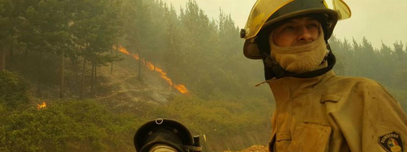 Incendio forestal en la comuna Empedrado, región del Maule, Chile.