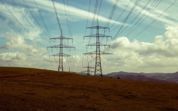 Postes de energía eléctrica en un área rural