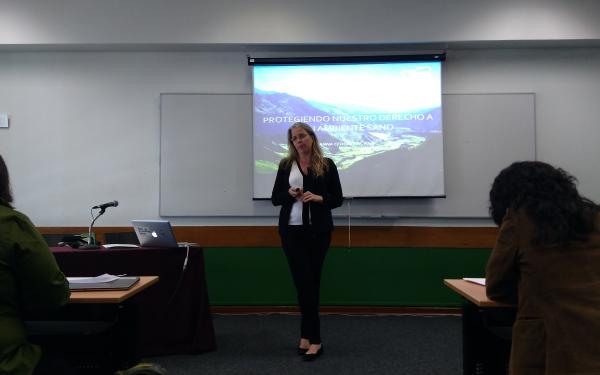 Anna Cederstav, codirectora de AIDA, expone en el taller. 