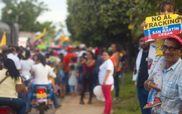 Marcha contra el fracking en Colombia.